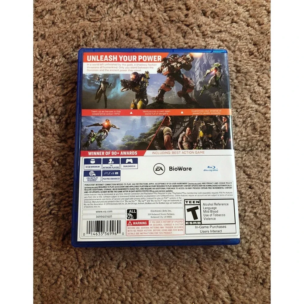 Anthem Sony PlayStation 4 PS4 Game BioWare EA Action RPG Disc & Case